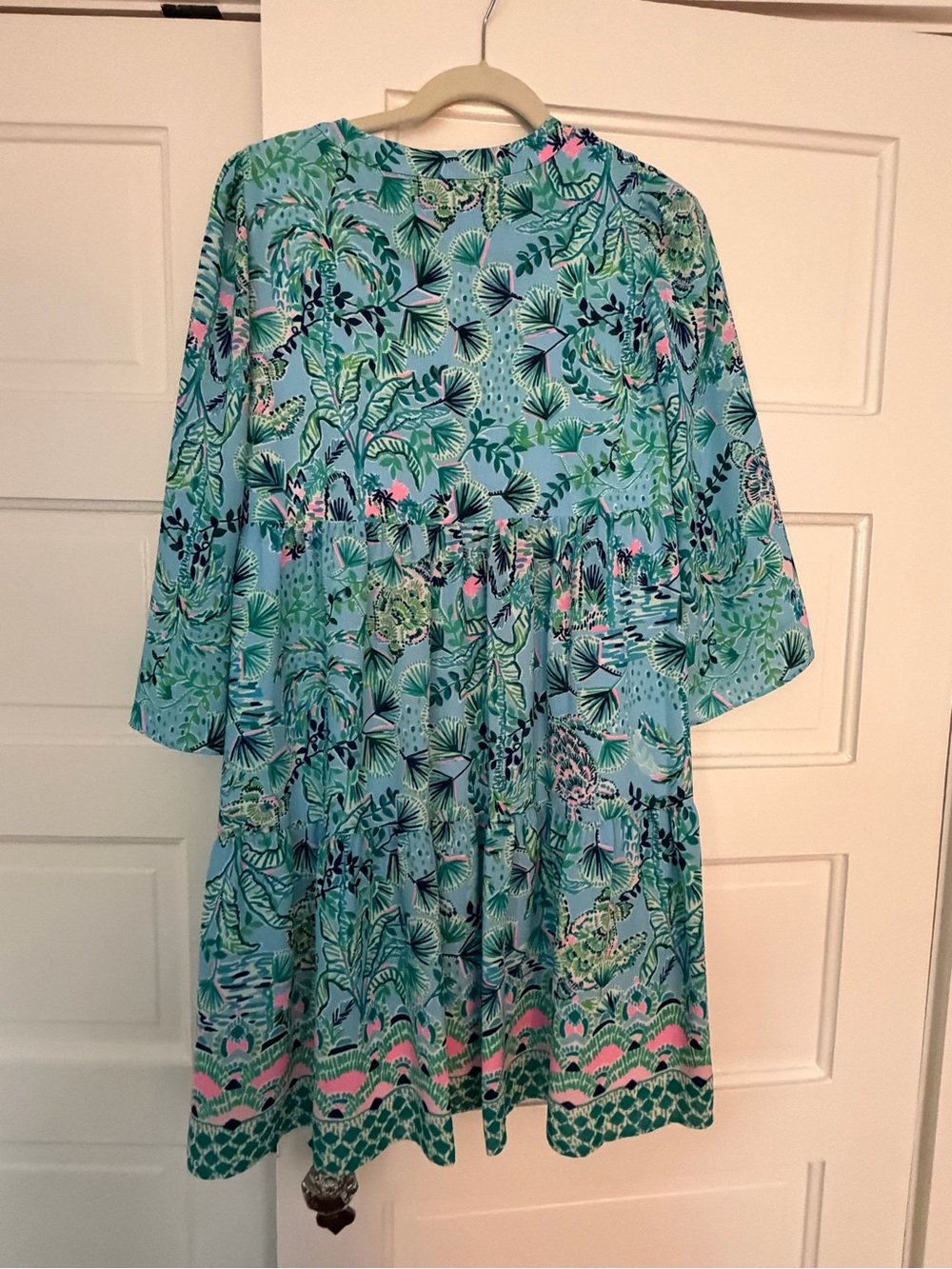 Lilly Pulitzer Tropical Print Dress in Aqua, Pink, Green - Picture 2 of 3